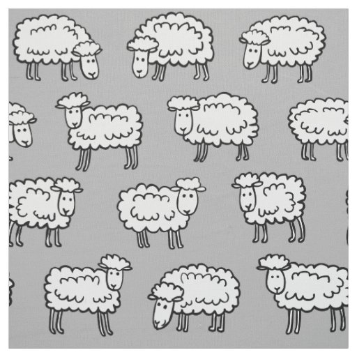Sheep Pattern - Black, White and Gray Fabric