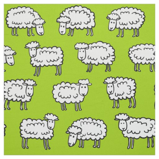 Sheep Pattern - Black White and Green Fabric