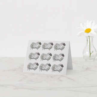 Sheep Pattern Light Grey Note Card