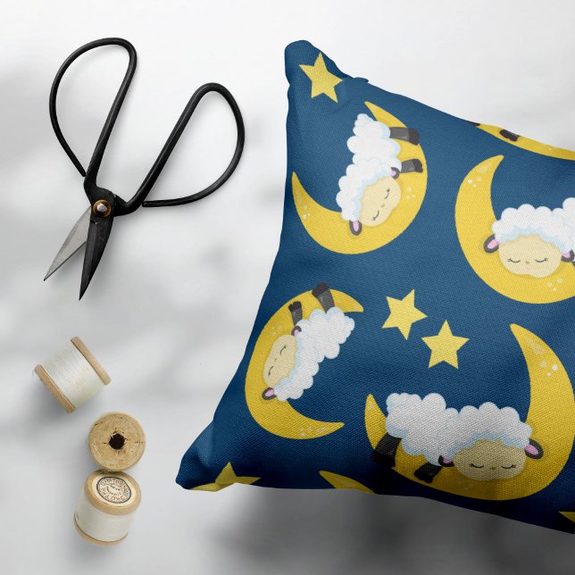 Sheep Pattern, Sleeping Sheep, Moon, Stars Accent Pillow (Creator Uploaded)