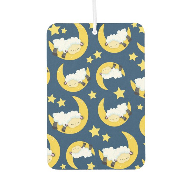 Sheep Pattern, Sleeping Sheep, Moon, Stars Air Freshener (Front)