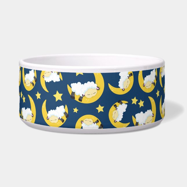 Sheep Pattern, Sleeping Sheep, Moon, Stars Bowl (Front)