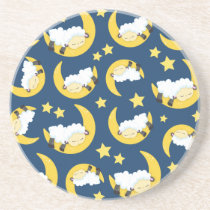 Sheep Pattern, Sleeping Sheep, Moon, Stars Coaster
