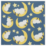 Sheep Pattern, Sleeping Sheep, Moon, Stars Fabric