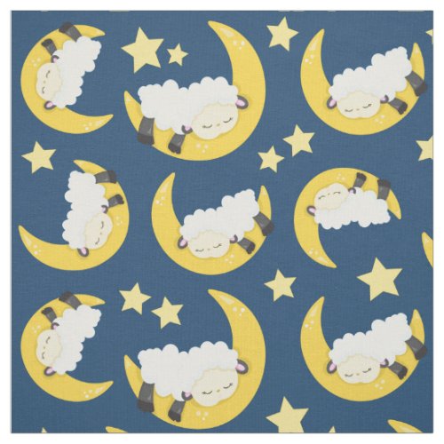 Sheep Pattern Sleeping Sheep Moon Stars Fabric