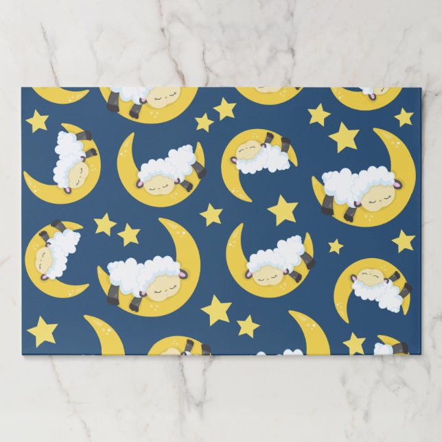 Sheep Pattern, Sleeping Sheep, Moon, Stars Paper Pad (Front)