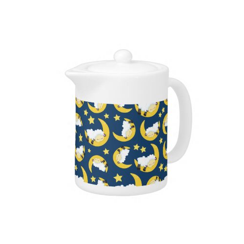 Sheep Pattern Sleeping Sheep Moon Stars Teapot