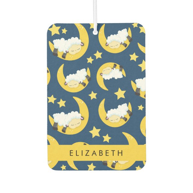 Sheep Pattern, Sleeping Sheep, Moon, Your Name Air Freshener (Front)