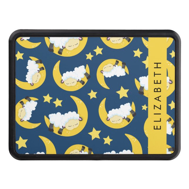 Sheep Pattern, Sleeping Sheep, Moon, Your Name Hitch Cover (Front)