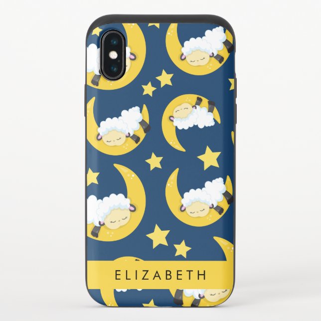 Sheep Pattern, Sleeping Sheep, Moon, Your Name Uncommon iPhone Case (Back)
