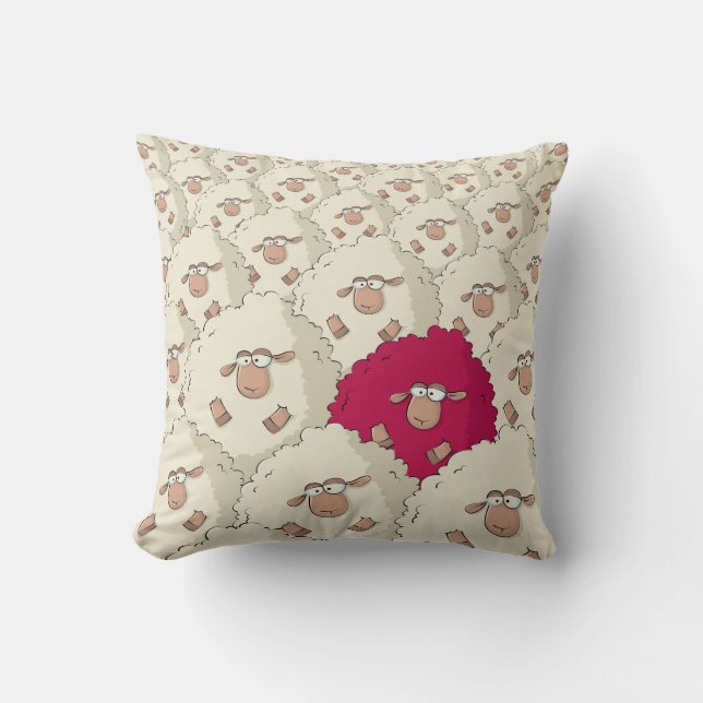 Sheep Pattern Throw Pillow (Front)