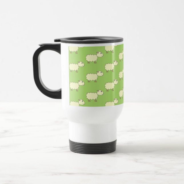 Sheep Pattern. Travel Mug (Left)