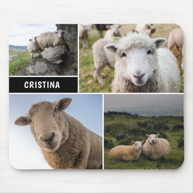 Sheep Photo Collage Custom Mouse Pad (Front)
