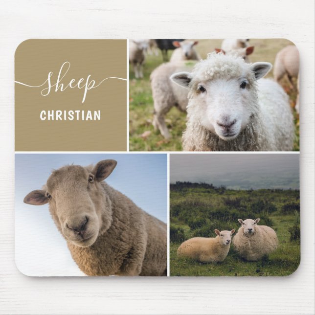 Sheep Photo Collage Custom Mouse Pad (Front)
