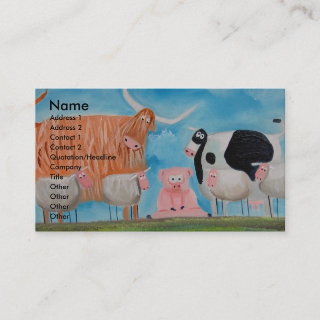 sheep pig highland cow business card (Front)