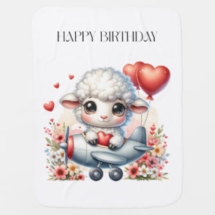 Sheep Pilot Birthday Baby Blanket