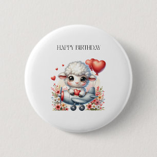 Sheep Pilot Birthday Button