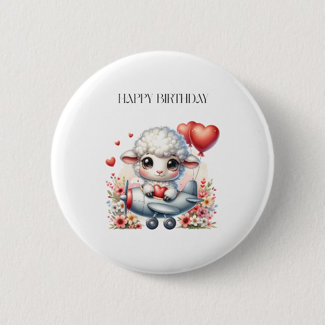 Sheep Pilot Birthday Button (Front)