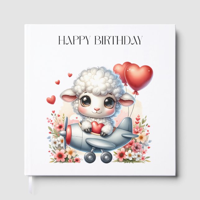 Sheep Pilot Birthday Guest Book (Front)