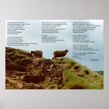 Sheep Placidly In Silence On Mountain Desiderata Poster by DigitalDreambuilder at Zazzle