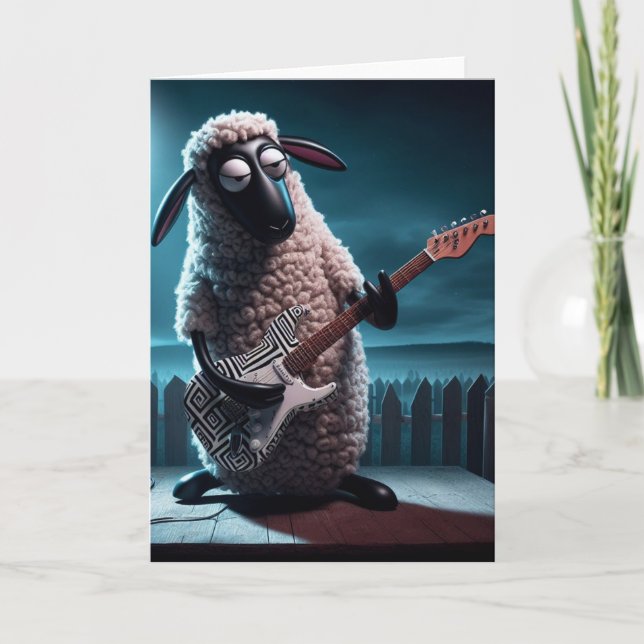 Sheep Playing Guitar  Card (Front)