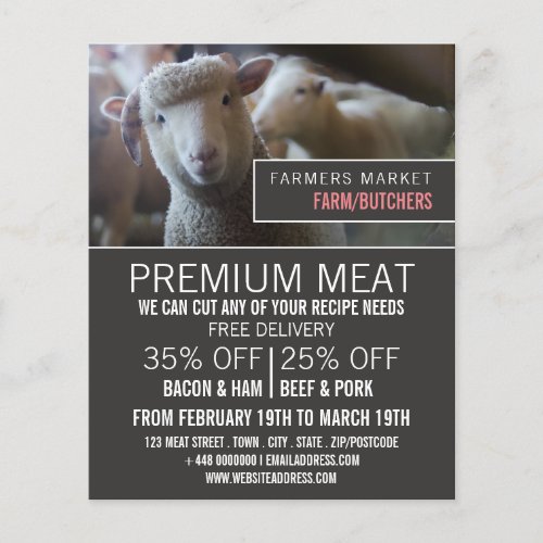 Sheep Portrait Farmer  Butcher Advertising Flyer