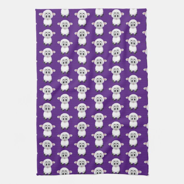 Sheep Purple Kitchen Hand Towel (Vertical)
