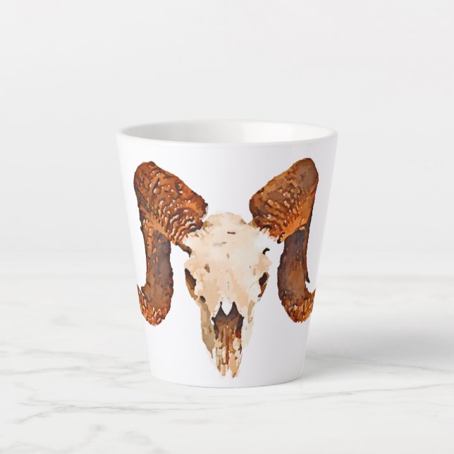 Sheep Ram's Skull Latte Mug (Front)
