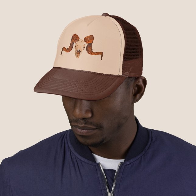 Sheep Ram's Skull Trucker Hat (In Situ)