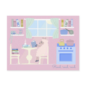 Sheep Reading in the Kitchen Postcards