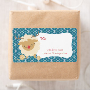 Sheep reindeer antlers knitting crochet Christmas Label