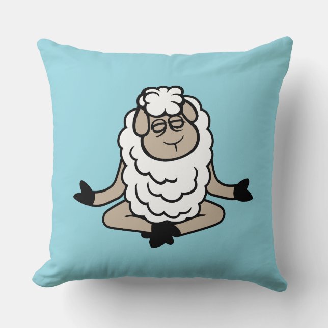 Sheep Relaxed Peaceful Yoga Lotus Meditation Calm  Throw Pillow (Front)