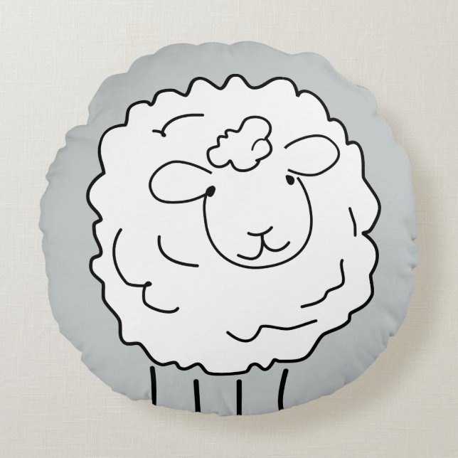 Sheep Round Pillow (Front)