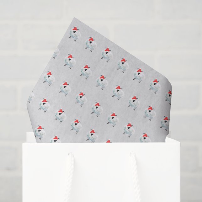 Sheep santa farm rustic gray watercolor tissue paper (Gift Bag)