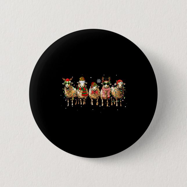 Sheep Santa Xmas Funny Sheep Lover Gift Christmas  Button (Front)