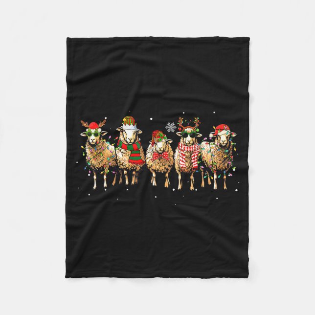 Sheep Santa Xmas Funny Sheep Lover Gift Christmas  Fleece Blanket (Front)