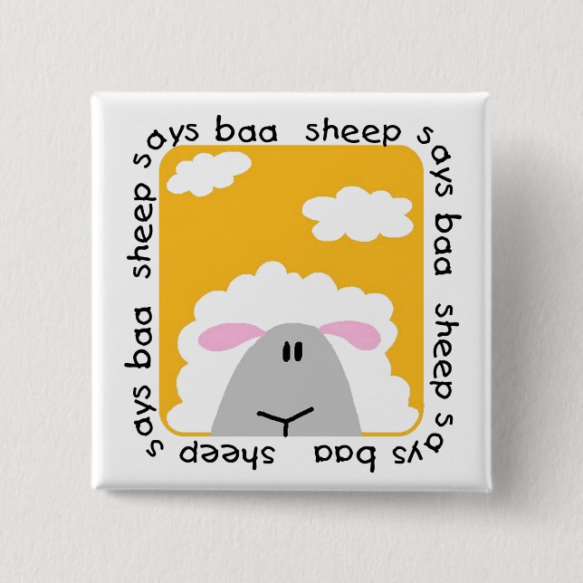 Sheep Says Baa Tshirts and Gifts Button (Front)