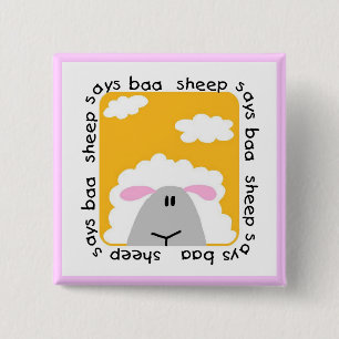 Sheep Says Baa Tshirts and Gifts Button