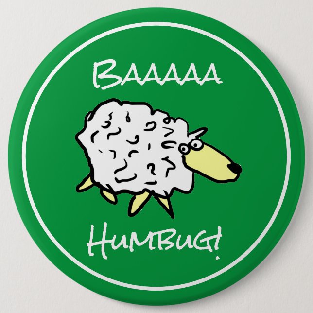 Sheep Says Baaaa Humbug - Christmas Button (Front)