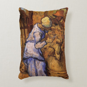 Sheep Shearers (after Millet) by Vincent van Gogh Accent Pillow