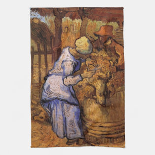 Sheep Shearers (after Millet) by Vincent van Gogh Kitchen Towel