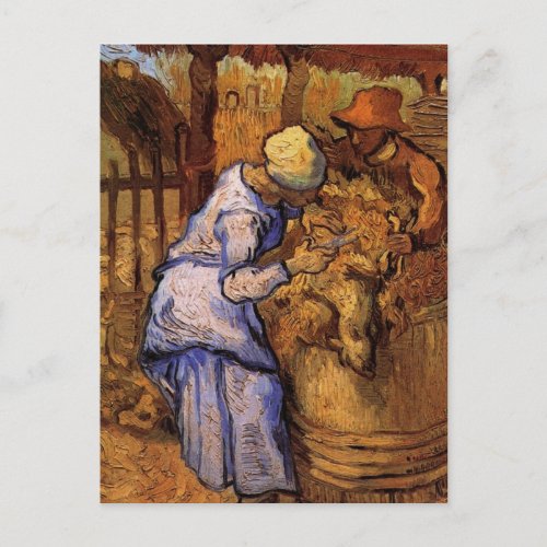 Sheep Shearers after Millet by Vincent van Gogh Postcard