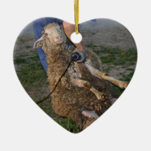 Sheep Shearing Ceramic Ornament