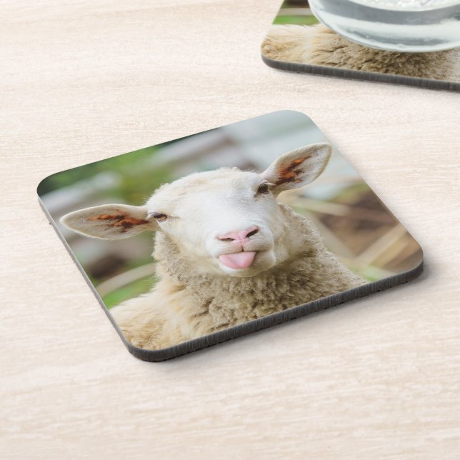 Sheep show tongue beverage coaster (Left Side)