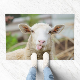 Sheep show tongue doormat
