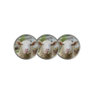 Sheep show tongue golf ball marker
