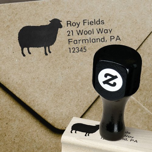 Sheep Silhouette Return Address Rubber Stamp