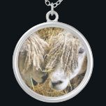 SHEEP SILVER PLATED NECKLACE<br><div class="desc">Two beautiful Cotswold sheep captured photographically in a funny and humorous moment talking to each other. Cotswold sheep originate from the Cotswolds in England and are bred for their wool and meat. They have long fleeces with an almost golden tint to it.</div>