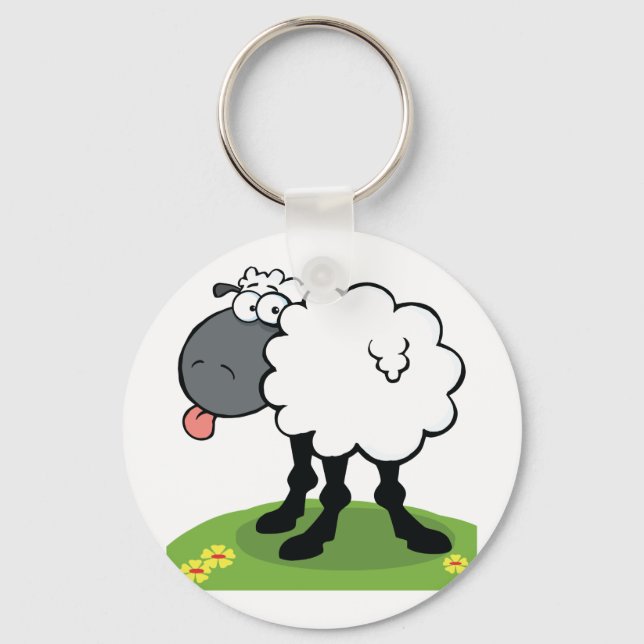 Sheep Sticking Tongue Out Keychain (Front)