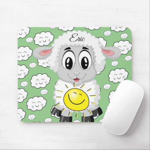 Sheep Sun Clouds Green Mouse Pad Mouse Pad